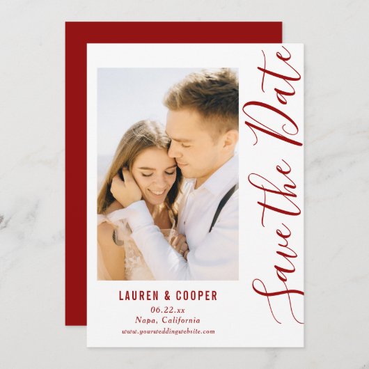 Sparen de Datum Donkere Rode Stijlvolle Moderne Wu (Voorkant / Achterkant)