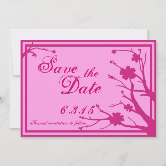 Sparen de Datum douane de roze bruiloft van de fus Save The Date (Voorkant)