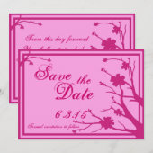 Sparen de Datum douane de roze bruiloft van de fus Save The Date (Voorkant / Achterkant)