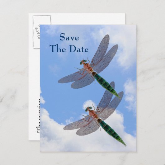 Sparen de Datum Dragonflies het Briefkaart van de  (Voorkant / Achterkant)