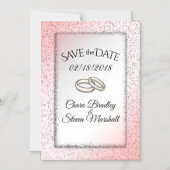 Sparen de Datum Dusty Roos Glitter Wedding Magnetische Uitnodiging (Voorkant)