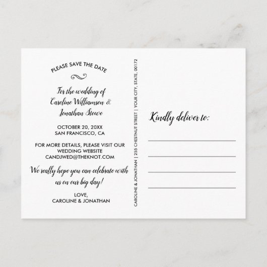 Sparen de Datum Één Grote  Bekleding van de Tekst  Briefkaart (Achterkant)