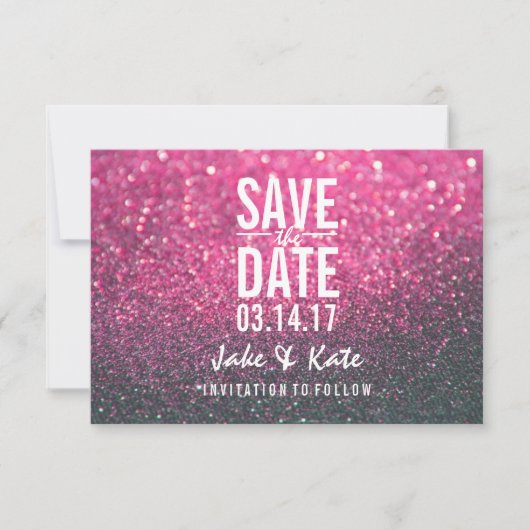 Sparen de Datum - een Roze Lit Nite Save The Date (Voorkant)