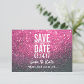 Sparen de Datum - een Roze Lit Nite Save The Date (Staand voorkant)