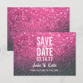 Sparen de Datum - een Roze Lit Nite Save The Date (Voorkant / Achterkant)