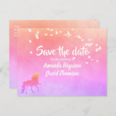 Sparen de datum eenhoorn regenboogkleuren bruiloft aankondigingskaart (Voorkant / Achterkant)