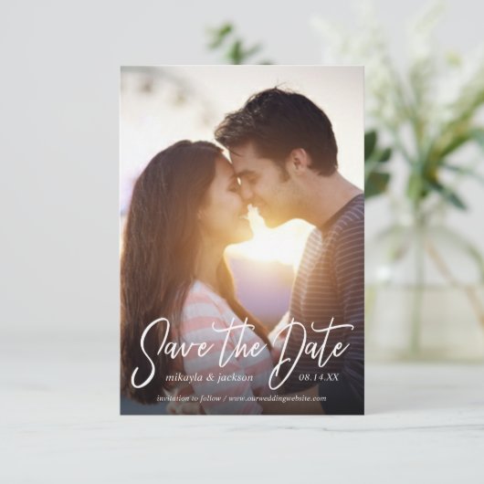 Sparen de Datum Eenvoudige Aankondiging van de Wed (Staand voorkant)