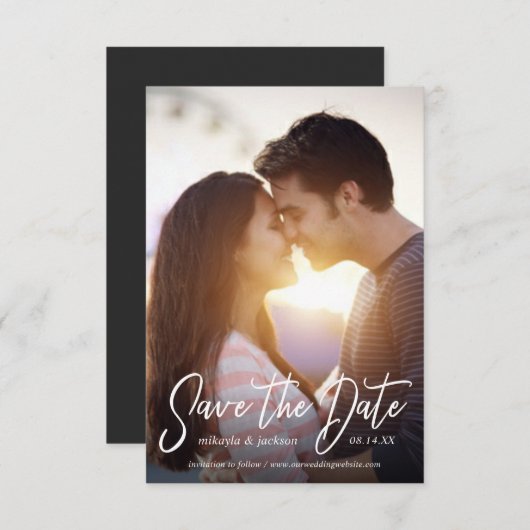 Sparen de Datum Eenvoudige Aankondiging van de Wed (Voorkant / Achterkant)