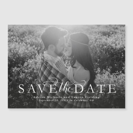 Sparen de datum eenvoudige elegant één fotomagneet (Voorkant)