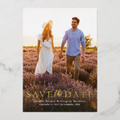 Sparen de datum eenvoudige elegante verticale één  folie uitnodiging (Voorkant)