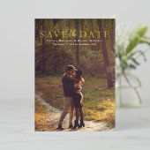 Sparen de datum eenvoudige elegante verticale één folie uitnodiging (Staand Voorkant)