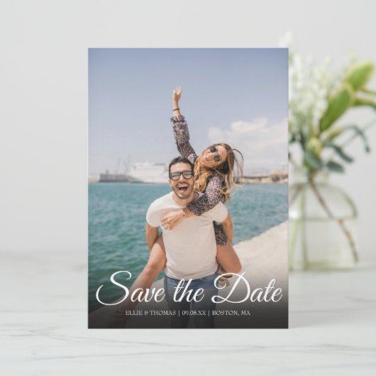 Sparen de Datum Eenvoudige Foto van het Manuscript Save The Date (Staand voorkant)