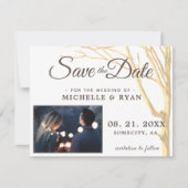 Sparen de Datum Eenvoudige Rustige Boom Fotokaart Save The Date (Voorkant)