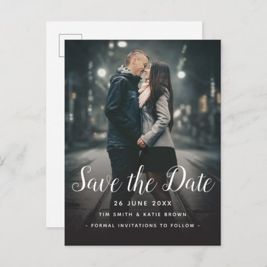 Sparen de Datum Eenvoudige Verticale Lay-out van d Aankondigingskaart (Voorkant / Achterkant)