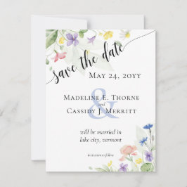 Sparen de Datum Eenvoudige Waterverf Wildflower We Kaart
