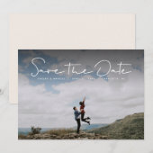 Sparen de datum eenvoudige witte handbrief fotokaa save the date (Voorkant / Achterkant)