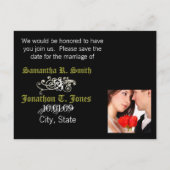 Sparen de Datum Elegant Cala Lily Aankondigingskaart (Achterkant)