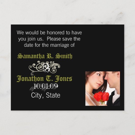 Sparen de Datum Elegant Cala Lily Aankondigingskaart (Achterkant)