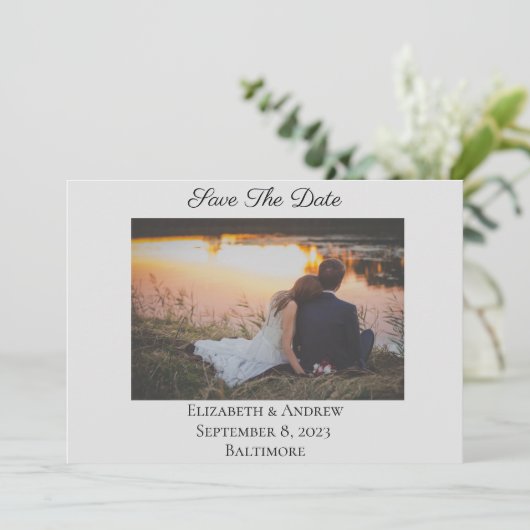 Sparen de Datum Elegant Formele Foto Licht Grijs (Staand voorkant)