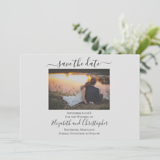 Sparen de Datum Elegant Formele Foto Licht Grijs (Staand voorkant)