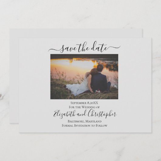 Sparen de Datum Elegant Formele Foto Licht Grijs (Voorkant / Achterkant)