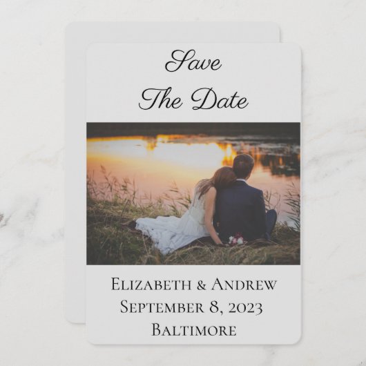 Sparen de Datum Elegant Formele Foto Licht Grijs Save The Date (Voorkant / Achterkant)