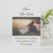 Sparen de Datum Elegant Formele Foto Licht Grijs Save The Date (Staand voorkant)