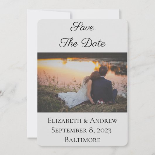 Sparen de Datum Elegant Formele Foto Licht Grijs Save The Date (Voorkant)