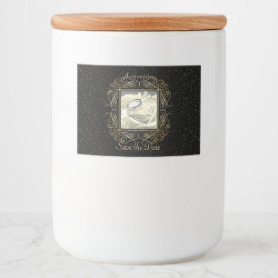Sparen de Datum Elegant Gold Foil Stippen Manuscri Voedselcontainer Etiket