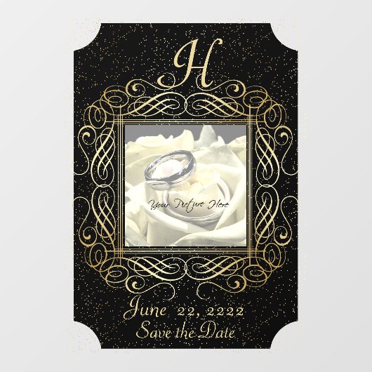 Sparen de Datum Elegant Gold Foil Stippen zie Manu Raamsticker (Vel)