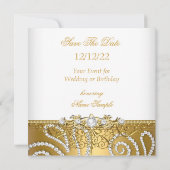 Sparen de Datum Elegant Gold Silver Lace Diamond Save The Date (Achterkant)