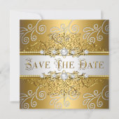 Sparen de Datum Elegant Gold Silver Lace Diamond Save The Date (Voorkant)