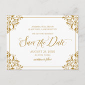 sparen de Datum Elegant Gold Wedding Aankondigingskaart (Voorkant)
