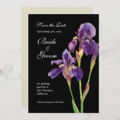 Sparen de Datum - Elegant Iris Monogram Uitnodigin Save The Date (Voorkant / Achterkant)
