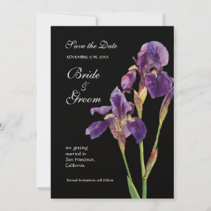 Sparen de Datum - Elegant Iris Monogram Uitnodigin Save The Date