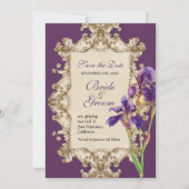 Sparen de Datum - Elegant Iris Monogram Uitnodigin Save The Date (Voorkant)