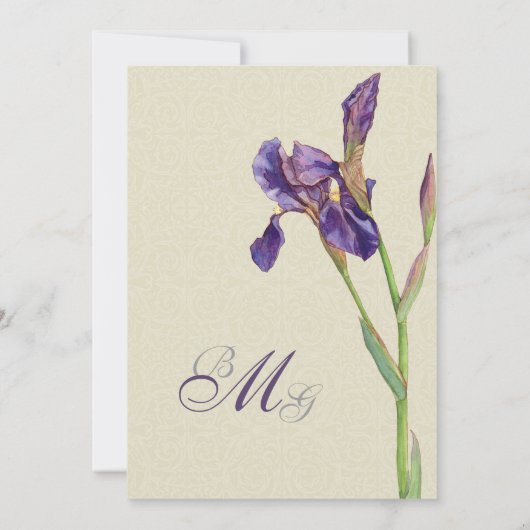 Sparen de Datum - Elegant Iris Monogram Uitnodigin Save The Date (Achterkant)