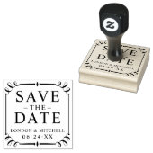 Sparen de Datum Elegant Lijst Wedding Monogram Rubberstempel (Gestempeld)