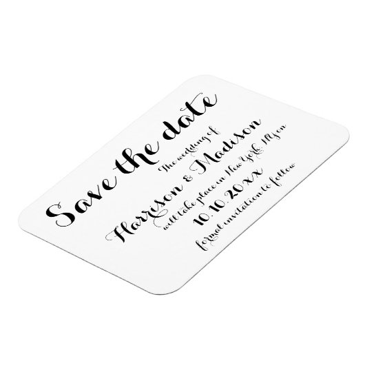 Sparen de Datum Elegant manuscriptCalligraphy Wedd Magneet (Linkerzijde)