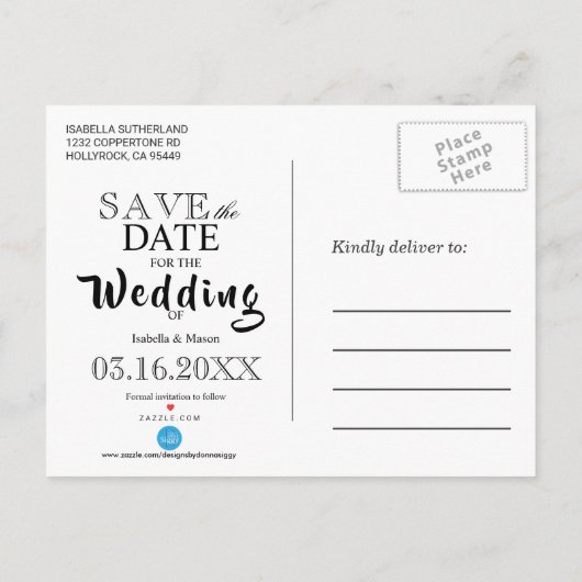 Sparen de Datum - Elegant Paars Bloedweddenschap Aankondigingskaart (Achterkant)