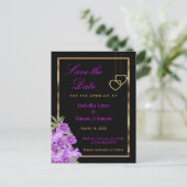 Sparen de Datum - Elegant Paars Bloedweddenschap Aankondigingskaart (Staand voorkant)