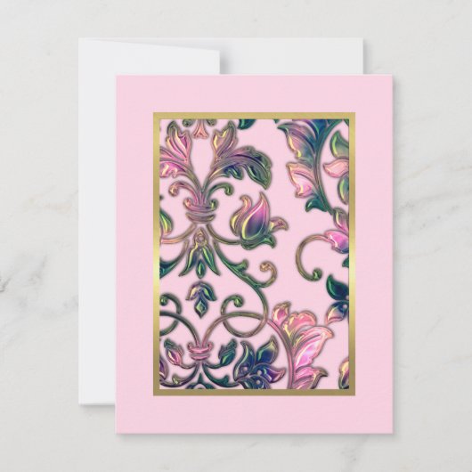 Sparen de Datum Elegant Roze marine en Groene Dama Save The Date (Voorkant)