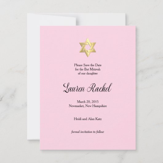 Sparen de Datum Elegant Roze marine en Groene Dama Save The Date (Achterkant)