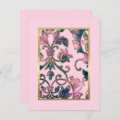 Sparen de Datum Elegant Roze marine en Groene Dama Save The Date (Voorkant / Achterkant)