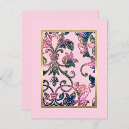 Sparen de Datum Elegant Roze marine en Groene Dama Save The Date (Voorkant / Achterkant)