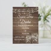 Sparen de Datum Elegant Rustic Mason Jar Lichten Save The Date (Staand voorkant)