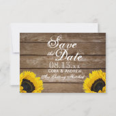 Sparen de Datum - Elegant Rustic SunFlower Lichten Kaart (Voorkant)