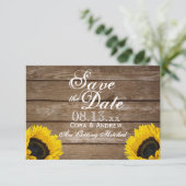 Sparen de Datum - Elegant Rustic SunFlower Lichten Kaart (Staand voorkant)