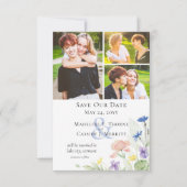 Sparen de Datum Elegant Waterverf Wildbloemen Kaart (Voorkant)