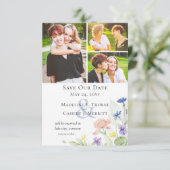Sparen de Datum Elegant Waterverf Wildbloemen Kaart (Staand voorkant)
